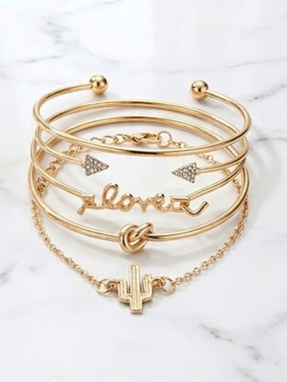 Ladies Cactus Love 4 Piece Bracelet Set